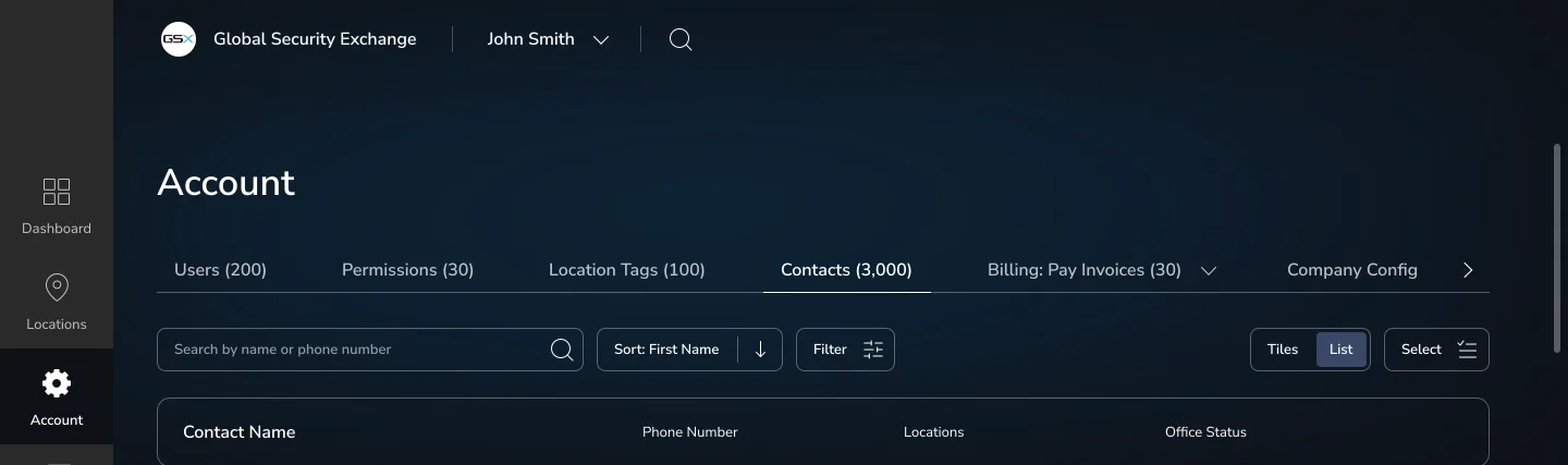 Current Account navigation